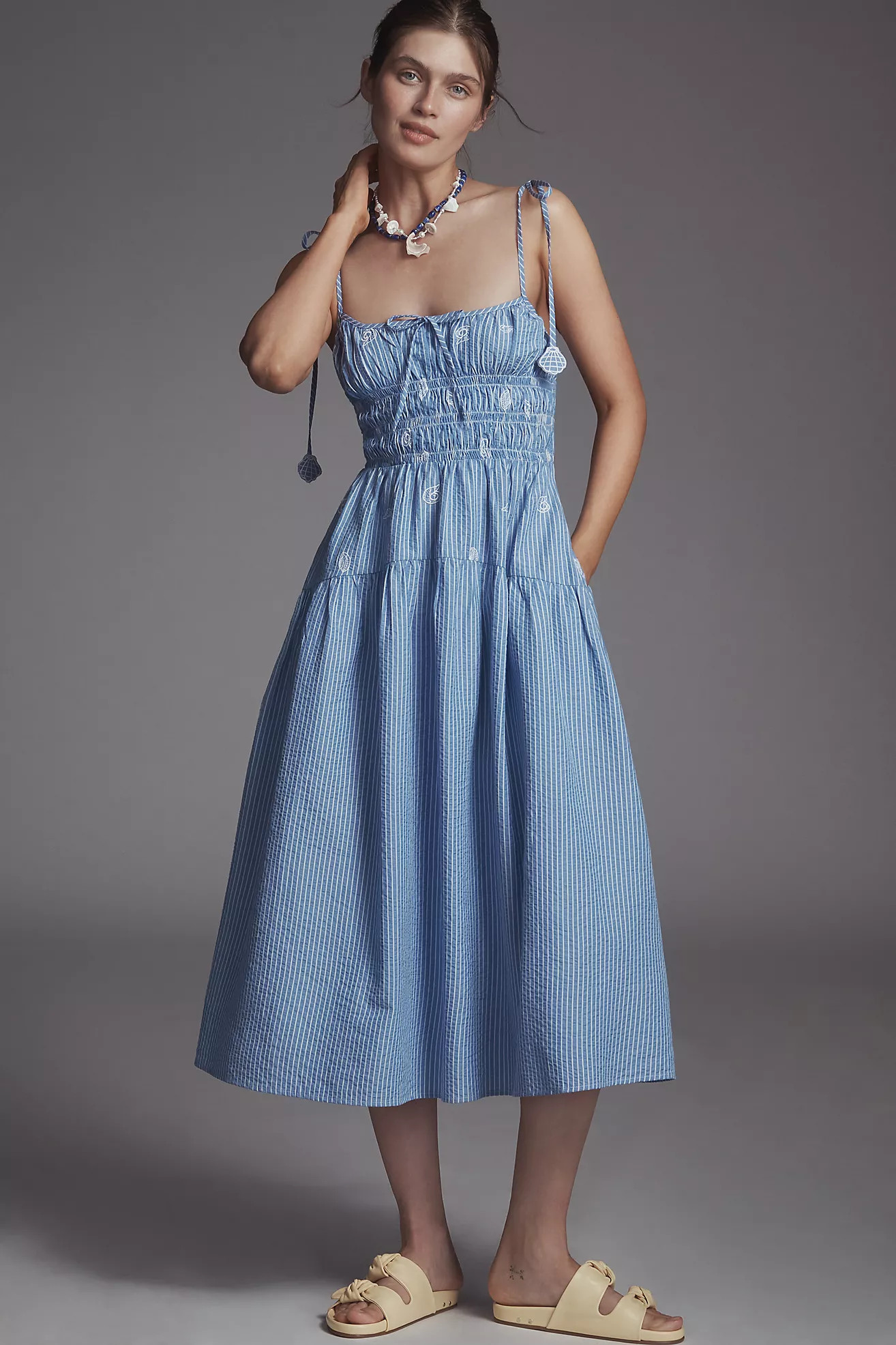 En Saison Amelie Smocked Midi Dress | Anthropologie (US)