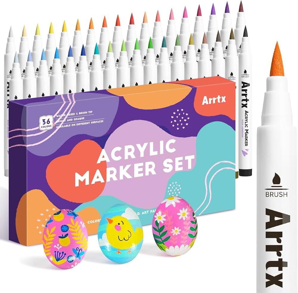 Arrtx 36 Colors Acrylic Marker for Rock Painting, Extra Brush Tip Paint Markers, Art Supplies, Fa... | Amazon (US)