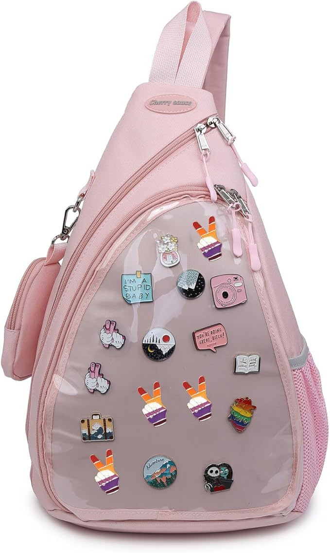 CHERRY SAUCE Oxford Ita Bag Kawaii Pin Display Chest Pack Single Shoulder Bag Sport Backpack Hiki... | Amazon (US)