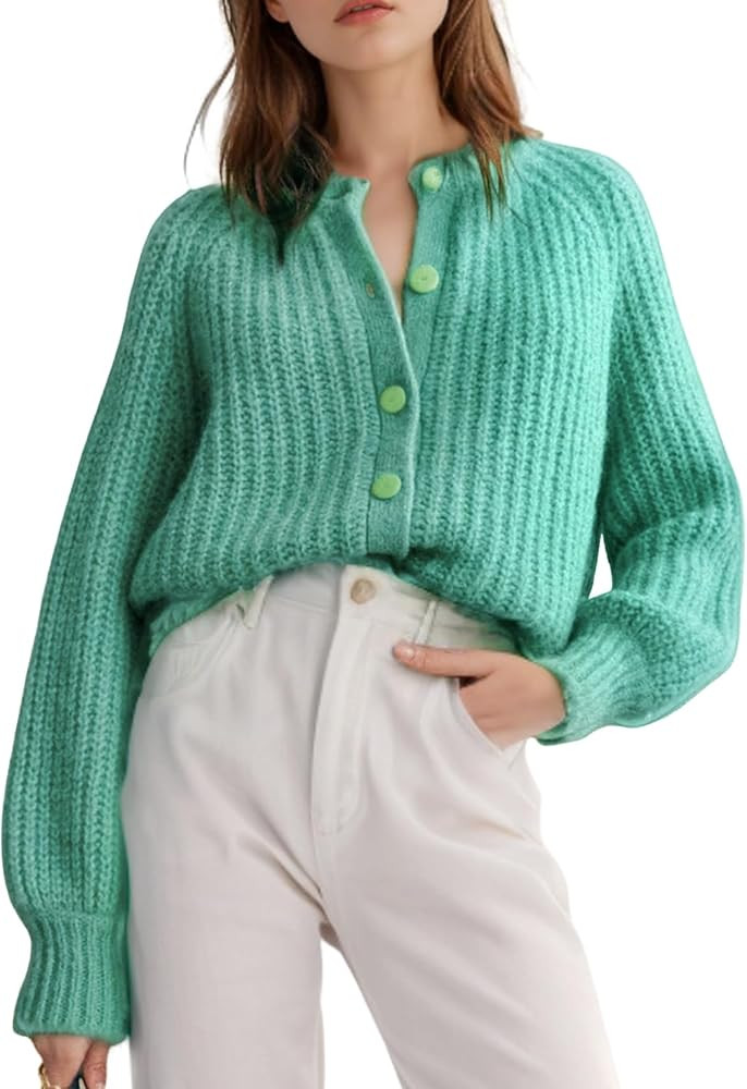 Wyeysyt Womens Cardigan Sweater Button Down Long Sleeve Chunky Soft Knit Sweater Fall Open Front ... | Amazon (US)