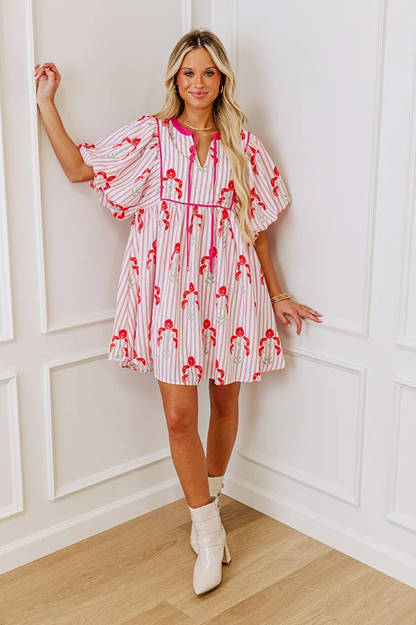 Modern Lines Floral Mini Dress | Impressions Online Boutique