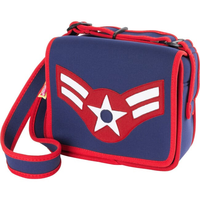 Vintage Flyer Crossbody Messenger Bag, Blue and Red | Maisonette