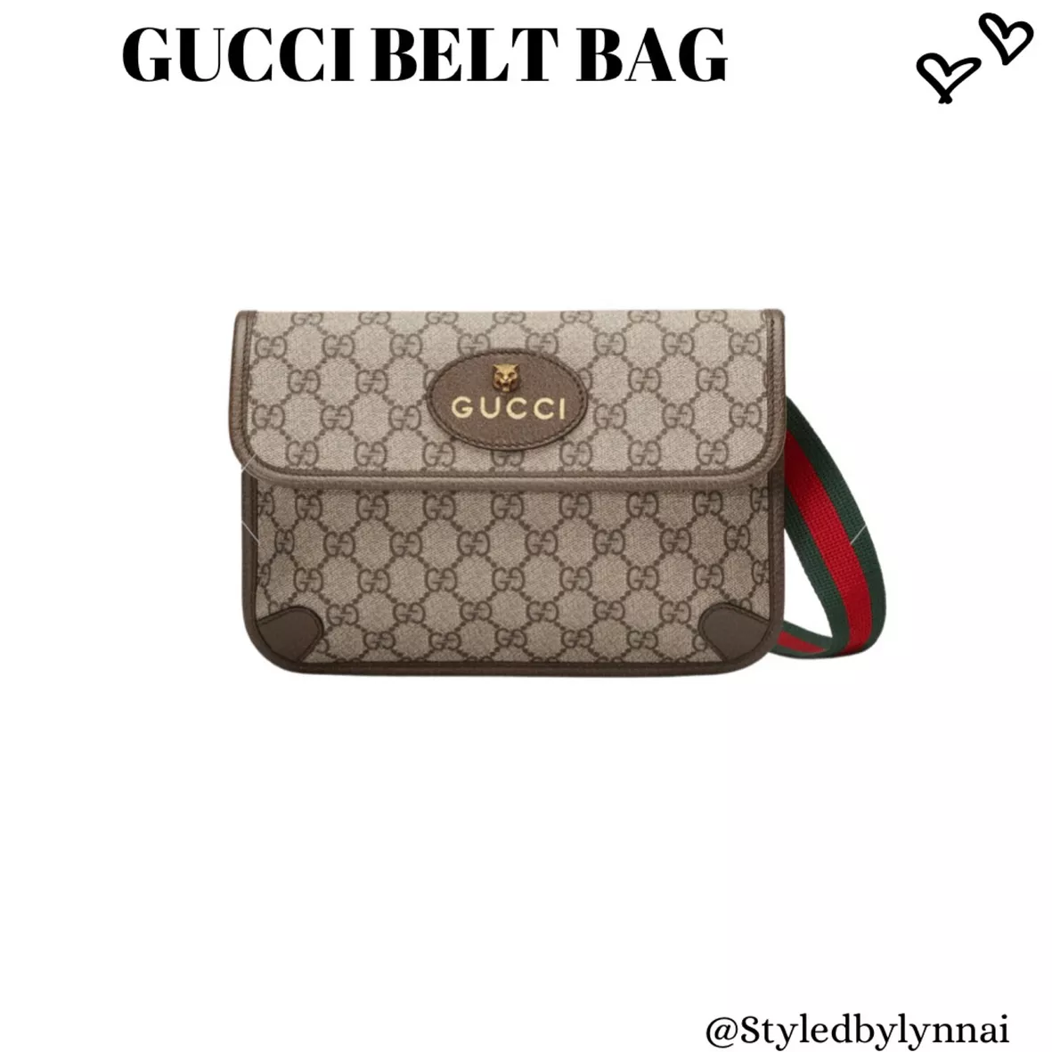 Gucci luxury handbag with belt.