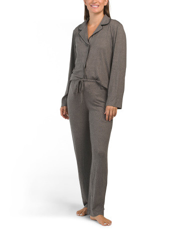2pc Oasis Notch Collar Long Sleeve Pajama Set | TJ Maxx