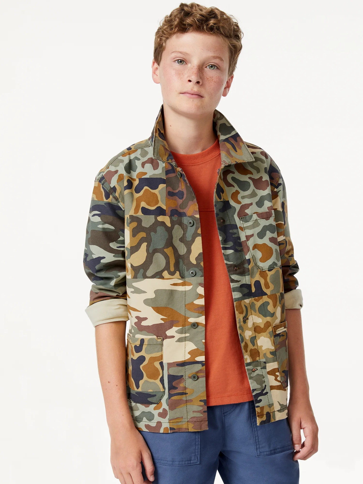 Free Assembly Boys Patchwork Camo Chore Jacket, Sizes 4-18 - Walmart.com | Walmart (US)