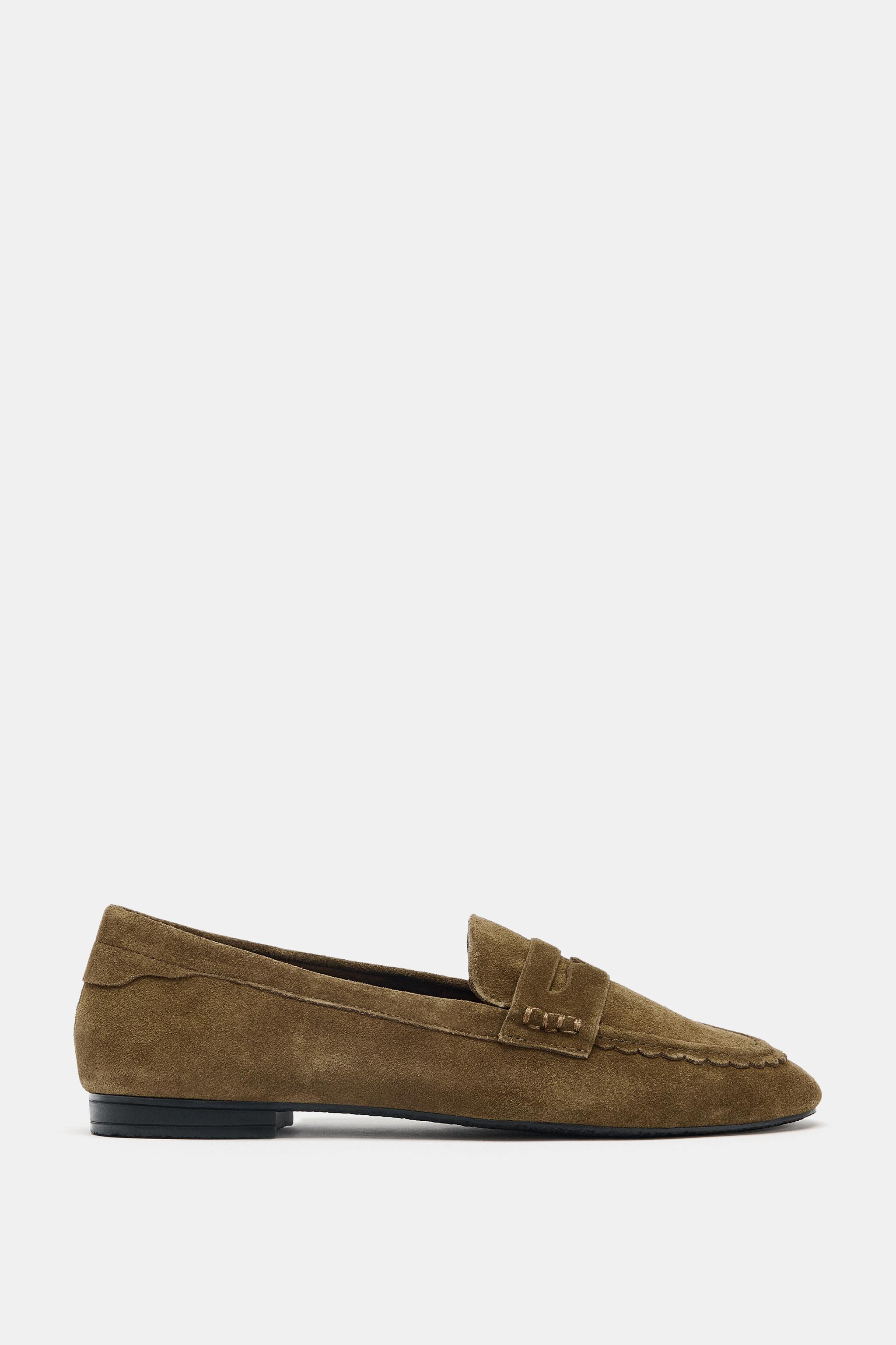 STITCHED SPLIT SUEDE LOAFERS | Zara US