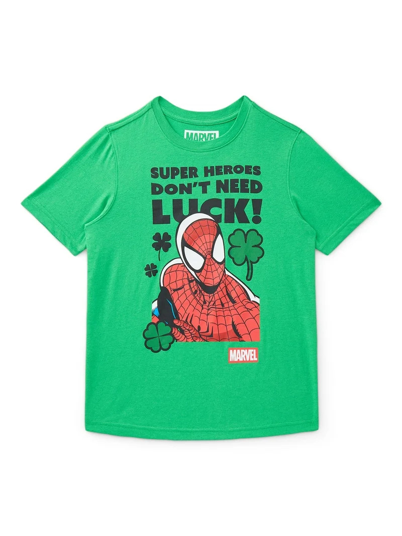 Marvel's Spider-Man Boys St. Patrick's Day Graphic Tee with Short Sleeves, Sizes 4-18 | Walmart (US)