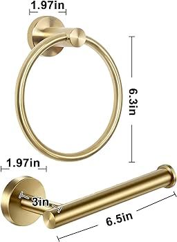 Bathroom Hardware Set,Brushed Gold Bathroom Accessories Set Stainless Steel 2 Pieces Include Brus... | Amazon (CA)