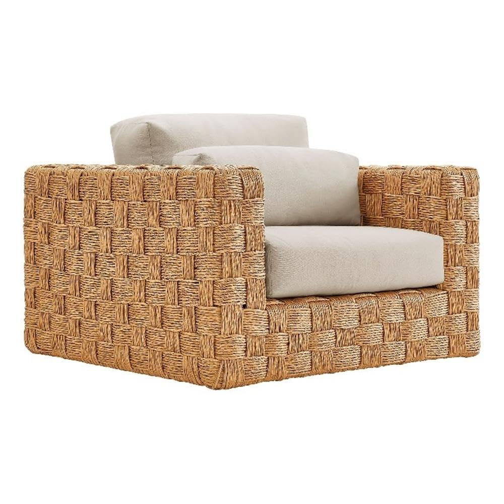 Modway Thames Wicker Rattan Outdoor Armchair - Natural Light Gray, UV-Resistant Deep-Seating Acce... | Amazon (US)