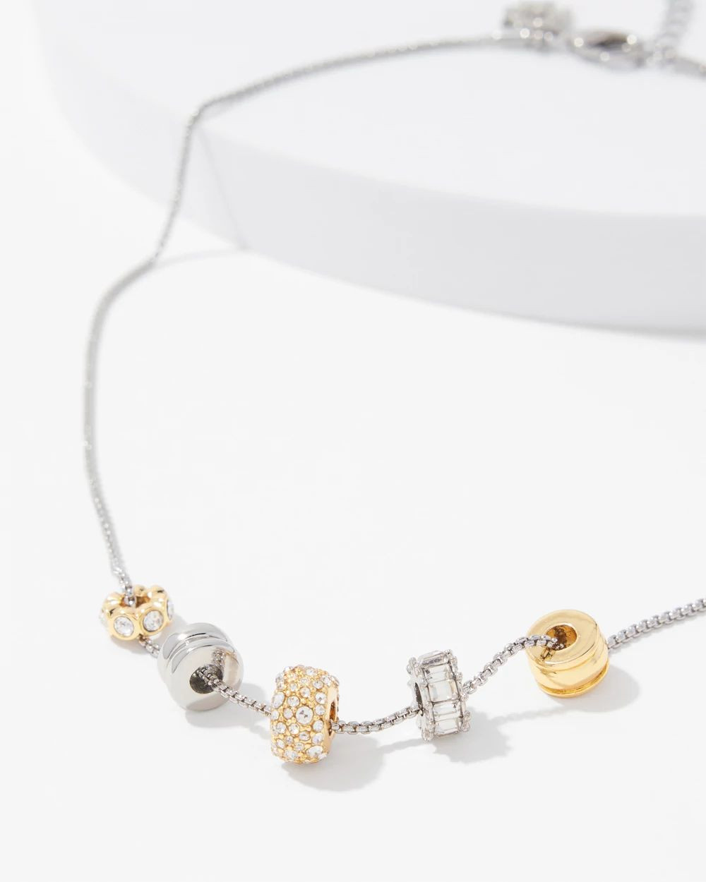 Mixed Metal Crystal Rings Short Necklace | White House Black Market