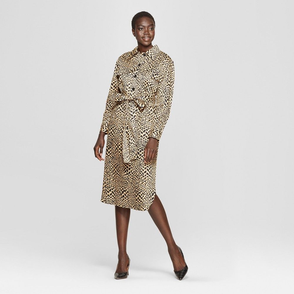 Women's Leopard Print Self Tie Midi Shirt Dress - Who What Wear Yellow M | Target