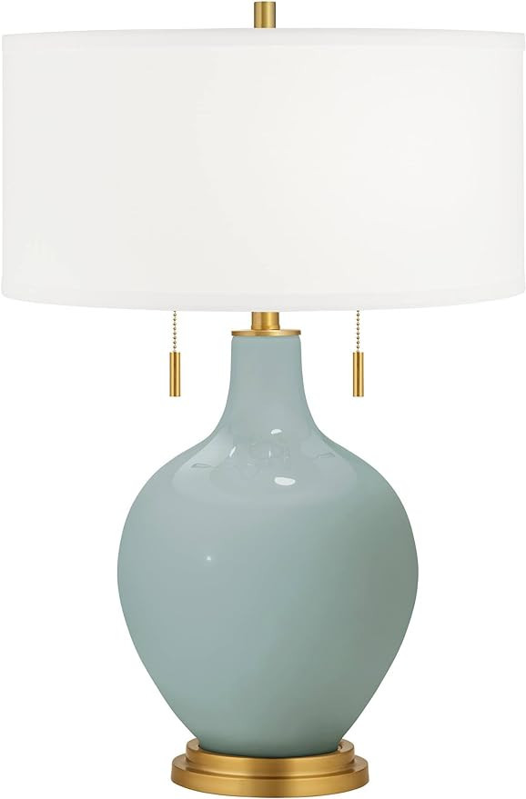 Color + Plus Toby Brass and Aqua-Sphere Blue Glass Table Lamp | Amazon (US)