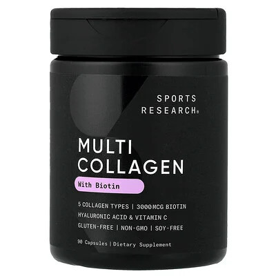 Sports Research, Multi Collagen With Biotin, 90 Capsules | iHerb