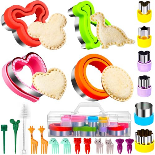 Sandwich Cutter and Sealer with Storage Case, Sandwich Maker, 24 Pcs Crustless Sandwich Cutters for Kids Lunch & Bento Box Accessories, Decruster Sandwich Maker Bread Cookie Cutters for Kids | Amazon (US)