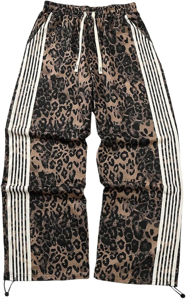 GORGLITTER Men's Cheetah Print Baggy Sweatpants Striped Leopard Loose Wide Leg Track Pants Street... | Amazon (CA)