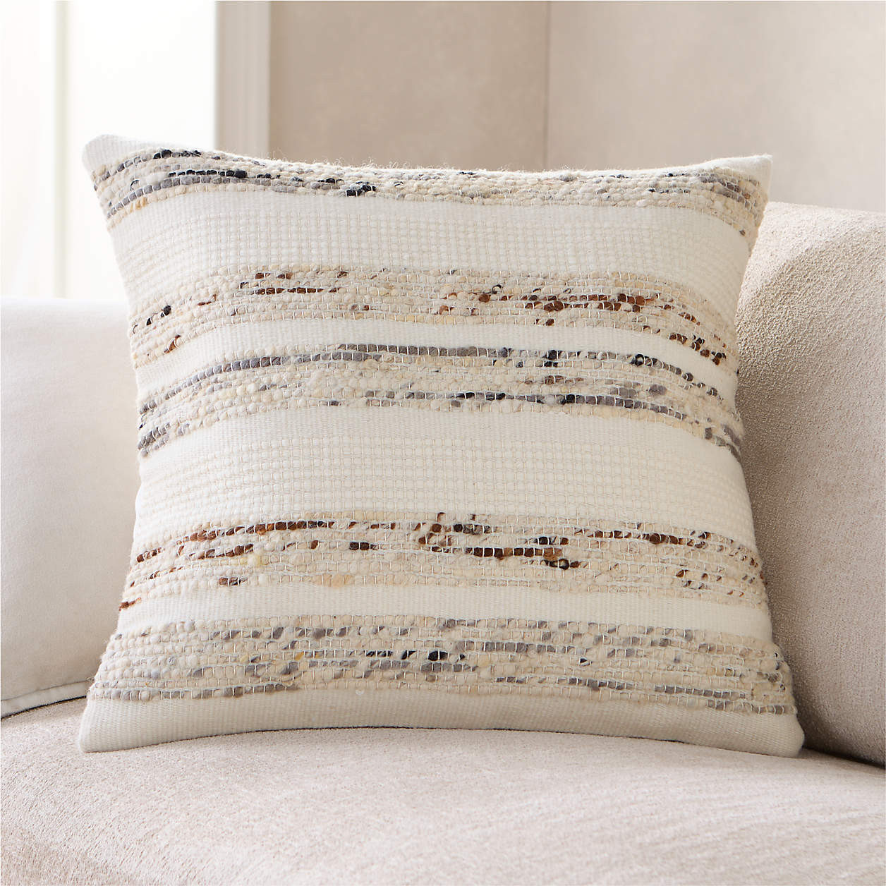 Bozeman Wool Blend 23"x23" Arctic Ivory Throw Pillow Cover + Reviews | Crate & Barrel | Crate & Barrel