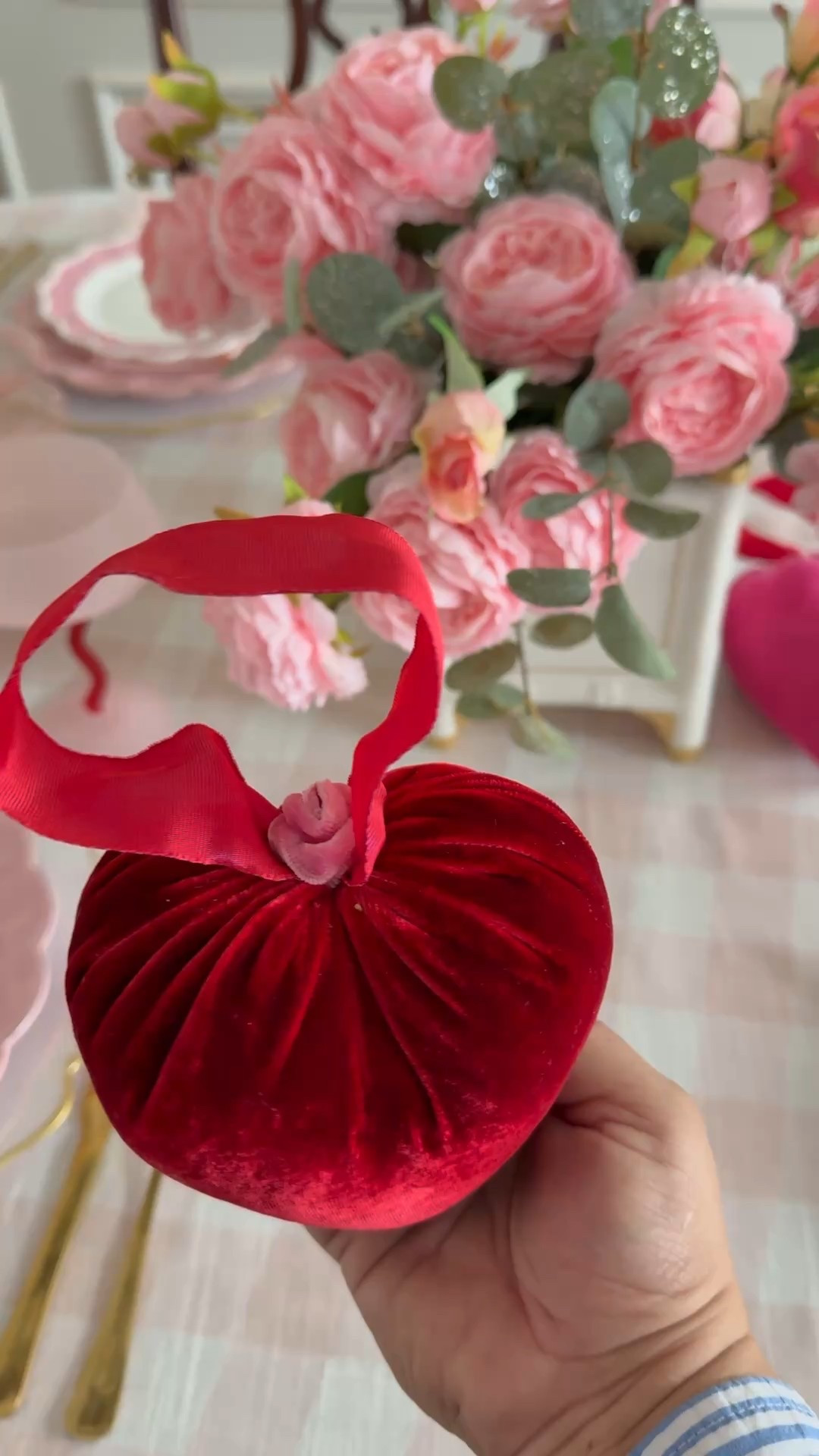 A Valentine’s Table with soft pink, red and a dash of gold to create a romantic and inviting setting and the perfect valentine’s touch: these velvet hearts from @hotskwash 

Use HEART20 to get 20% off these hearts will make a great Valentine’s gift 

#valentinesdaydecor #valentinestablescape #seasonaldecor #velvethearts 

#LTKValentine #LTKSeasonal