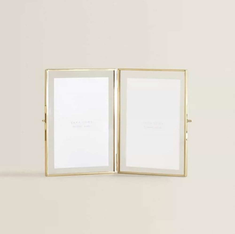 WONTHAI Gold Picture Frame - 5×7 Double Folding Glass Frame for Pressed Flowers - Vintage Brass Meta | Amazon (US)