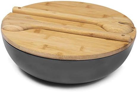 Melamine Large Serving Salad Bowls, Salad Bowl with Mixing and Bamboo Lid, Dishwasher Safe, BPA f... | Amazon (US)