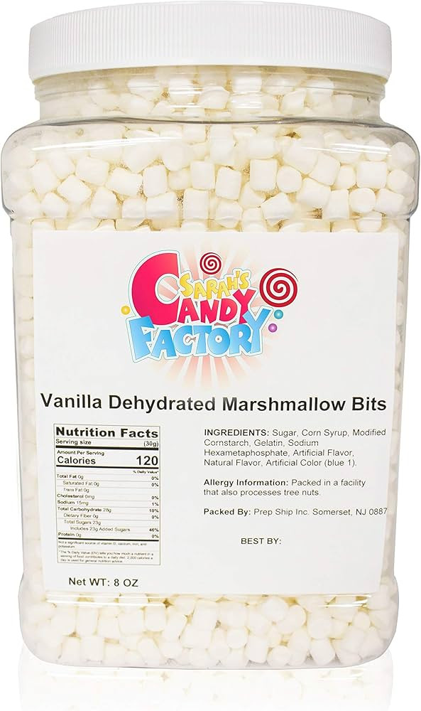 Sarah's Candy Factory Vanilla Mini Dehydrated Marshmallow Bits in Jar, 8 Oz | Amazon (US)