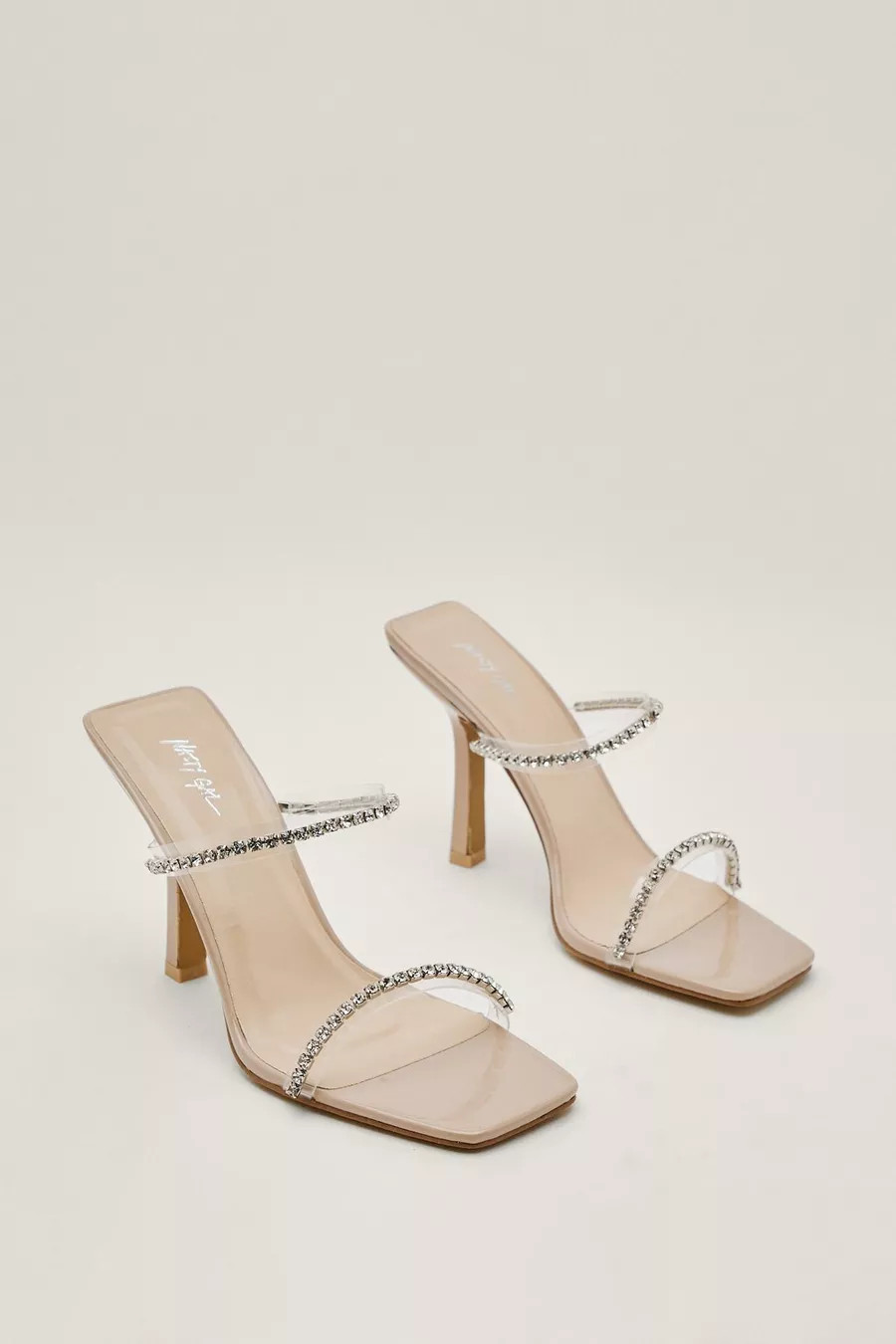 Patent Diamante Strap Heeled Mules | Nasty Gal (US)