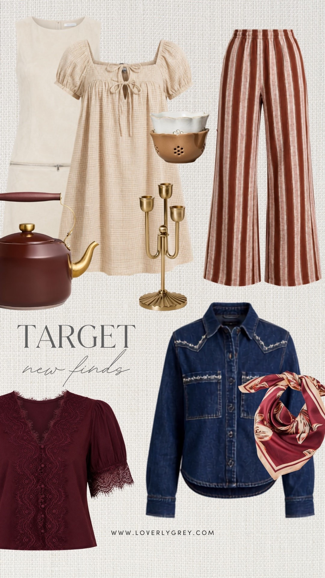 This color combo has me fully ready for fall! These Target fall clothing finds mix burgundy, denim, stripes and lace in a way that feels cozy but still really pulled together. I’m especially into these for transitional fall outfits, casual workwear and everyday fall style that feels a little more fun than basic neutrals.

#LTKootd #LTKSeasonal