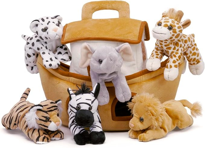 Plush Noah's Ark with Animals - Six (6) Stuffed Animals (Lion, Zebra, Tiger, Giraffe, Elephant, a... | Amazon (US)