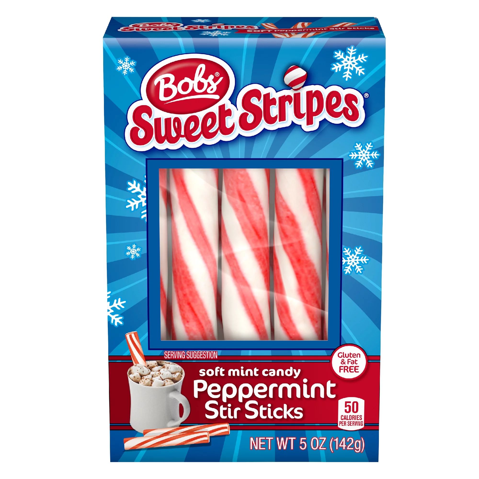 Bob's Sweet Stripes Soft Mint Candy Peppermint Stir Sticks, 5 oz Box, 10ct - Walmart.com | Walmart (US)