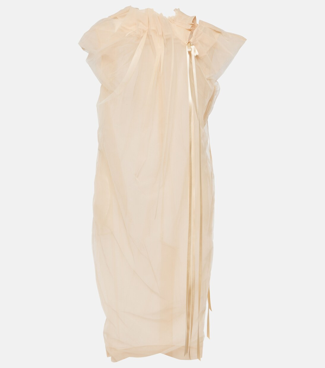Bow-detail gathered tulle minidress | Mytheresa (UK)