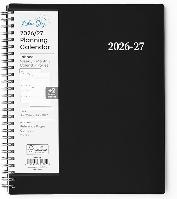 Blue Sky 2026-2027 Weekly and Monthly Academic Year Planner Calendar, July 2026 - June 2027, 7" x... | Amazon (US)