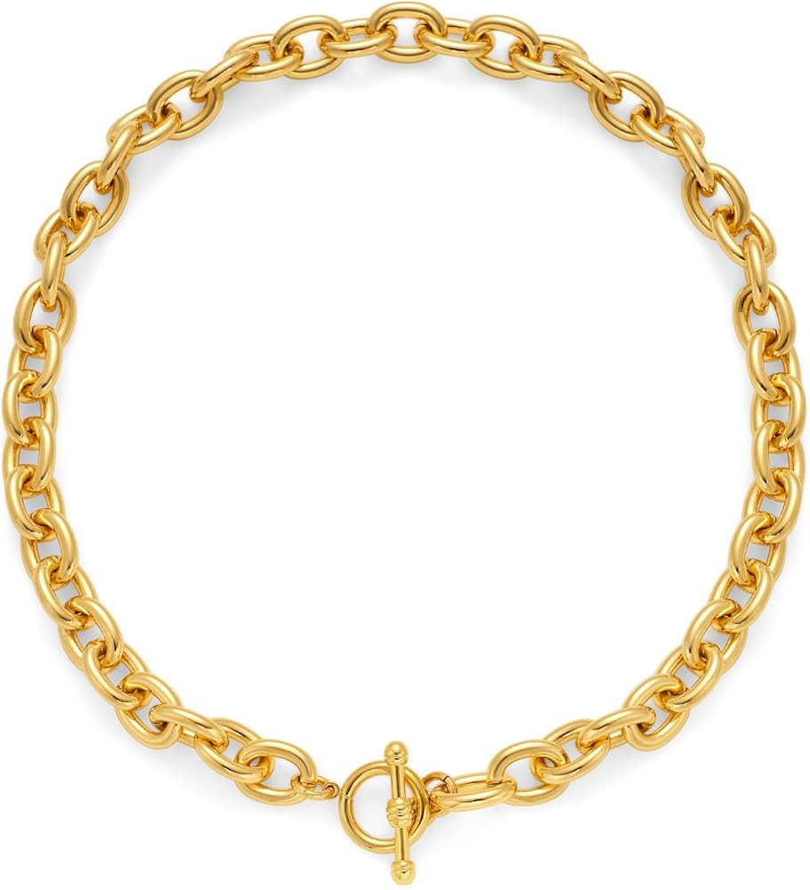 LILIE&WHITE Gold Necklaces For Women With Thick Chain Necklace Black Resin Stone Chunky Chain Nec... | Amazon (US)