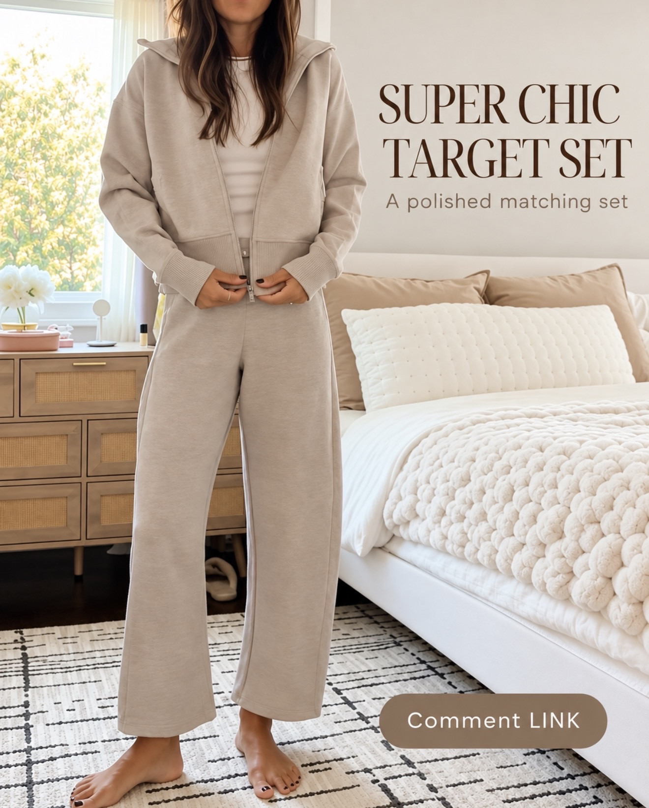 This Target set is so chic 🤎 I love the full-zip jacket with the matching pants—it looks so put together!

💬Comment LINK and I’ll send it your way.
