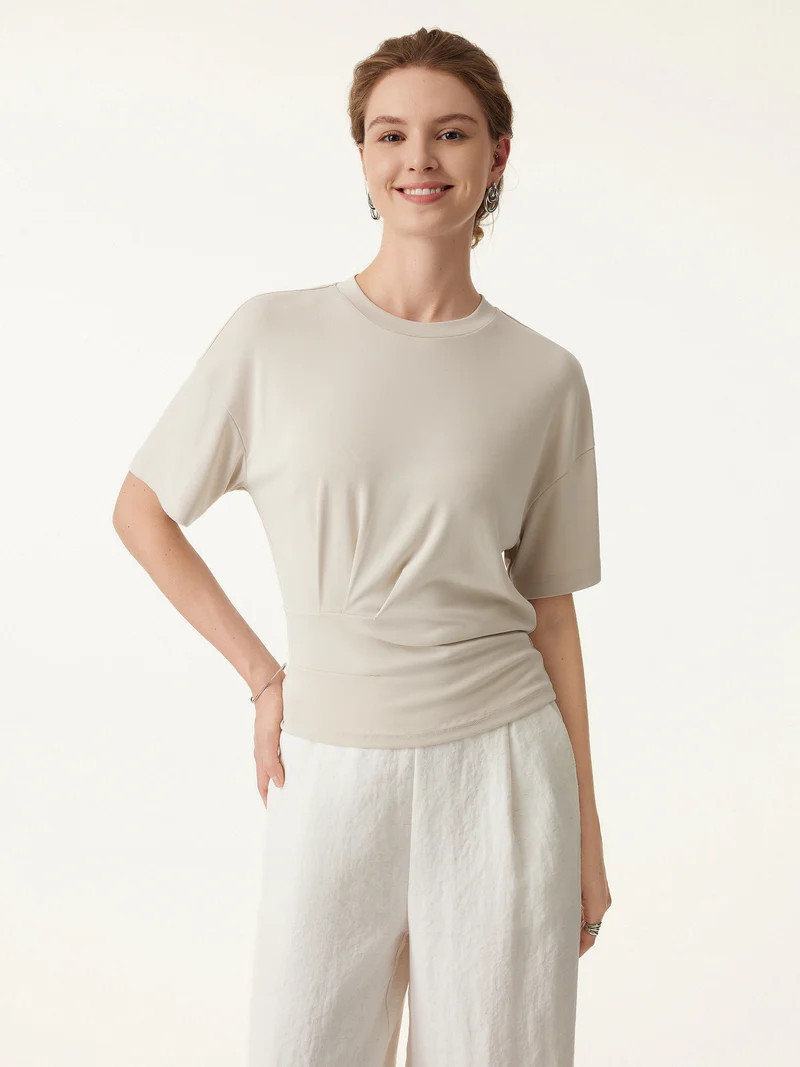 Crewneck Short Sleeve Tucked Tee | OGLmove