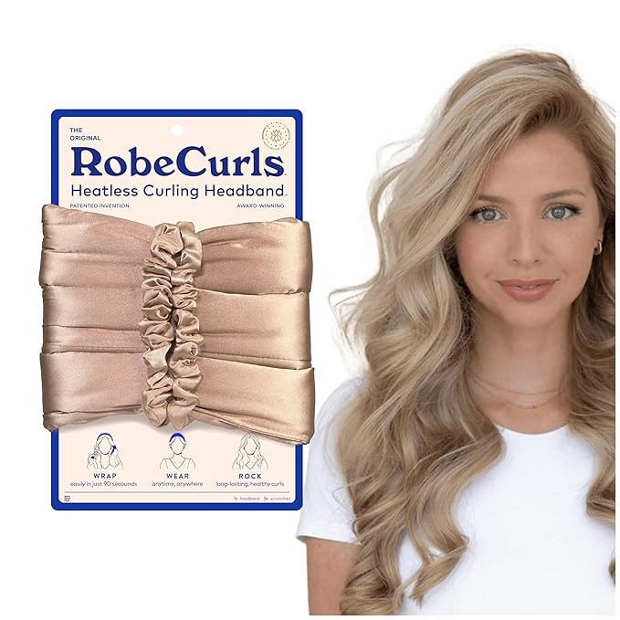 RobeCurls Original Heatless Hair Curler Set with 2 Scrunchies - Patented Satin Curling Headband w... | Amazon (US)