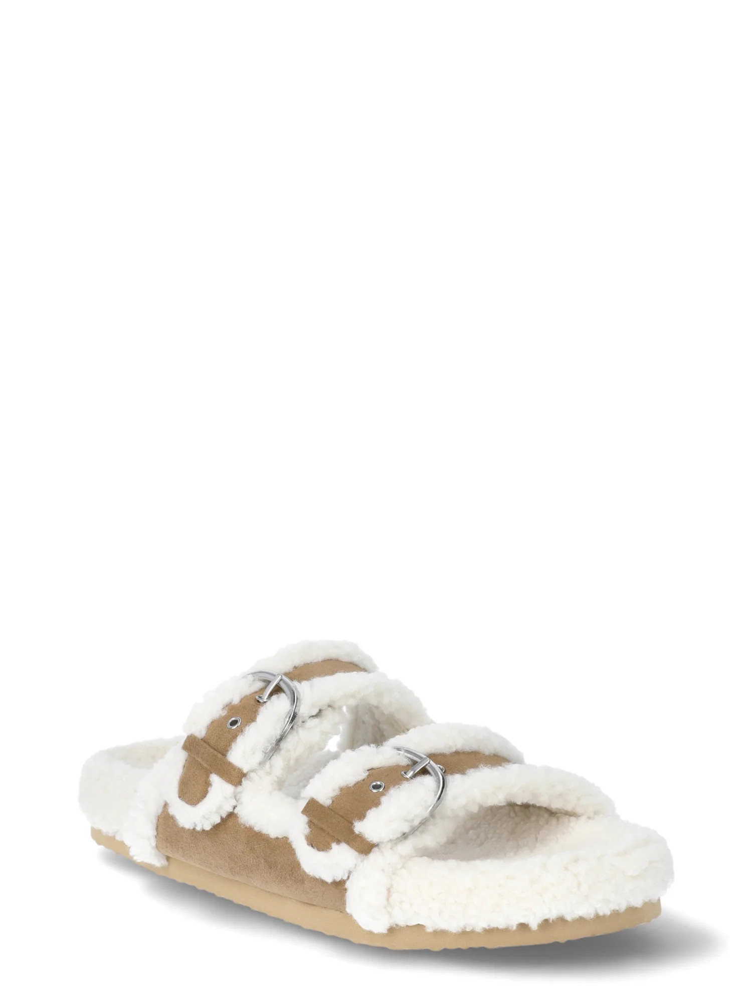 No Boundaries Women's Cozy Double Buckle Sandals | Walmart (US)