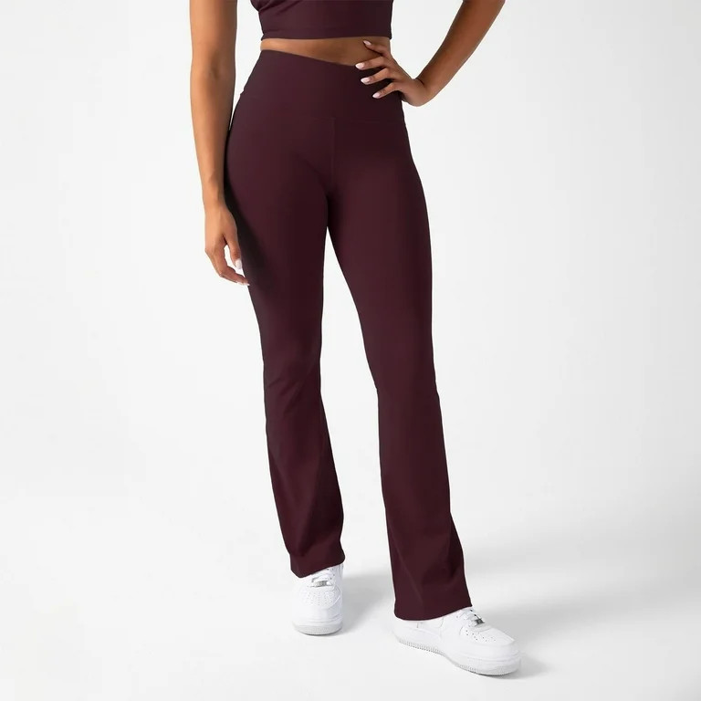YITTY Active Women's Ultraluxe Kick Flare High Waist Legging, Athleisure, 4-Way-Stretch, Burgundy... | Walmart (US)