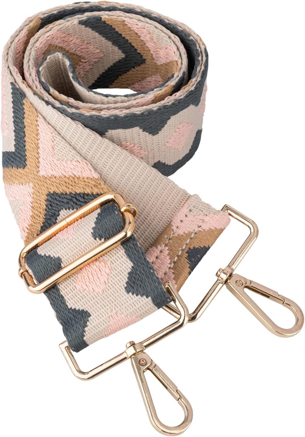 Dsigo Purse Strap, 2" Wide Gold Buckle Embroidery Crossbody Shoulder Strap for Bag Handbag Canvas... | Amazon (US)