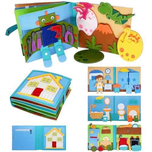 Montessori Felt Busy Book Toddlers Cloth Quite Book Preschool House Pretend Play Dress UP Game Early Learning Educational Travel Toys for Kids Age 3 4 5 6 Autism Sensory Toy Boys and Girls Gift | Amazon (US)