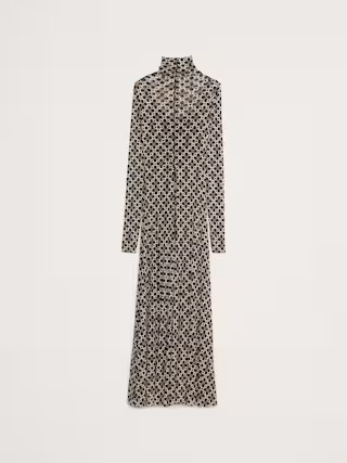 Mesh Long-Sleeve Maxi Dress | Banana Republic | Banana Republic (US)