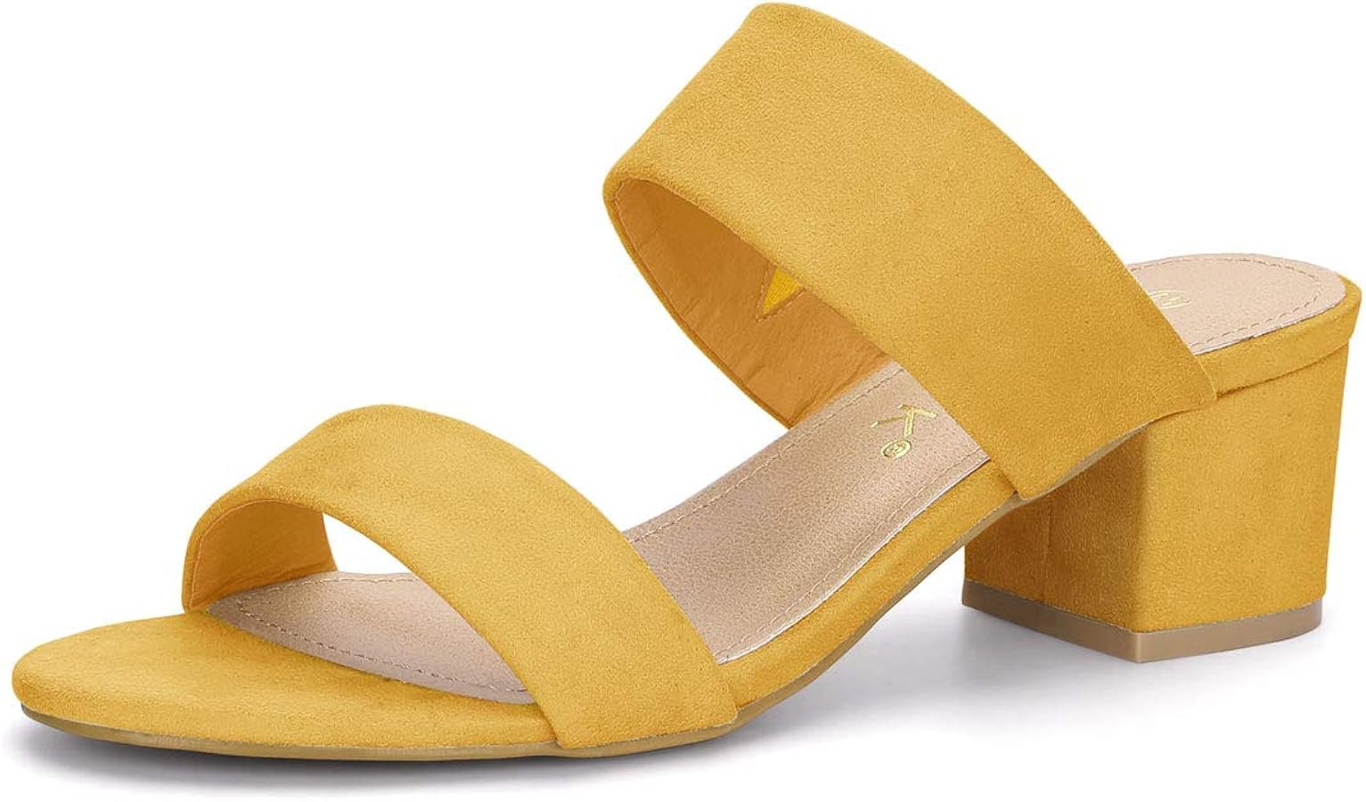 Allegra K Women's Block Heel Dual Straps Slide Sandals | Amazon (US)