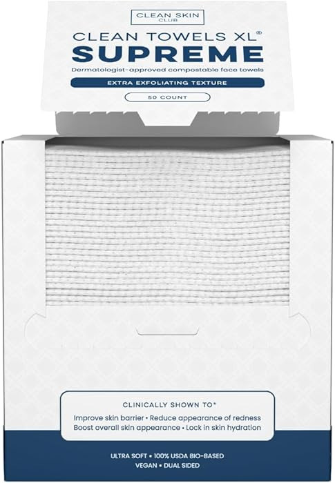 Clean Skin Club Clean Towels XL\u00ae Supreme, 100% USDA Biobased Face Towel, Disposable Face Tow... | Amazon (US)