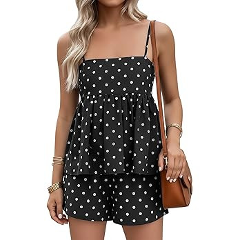 FOMELY Women's Polka Dot Set 2026 2 Piece Sets for Women Summer Sleeveless Short Sets with Pocket... | Amazon (US)