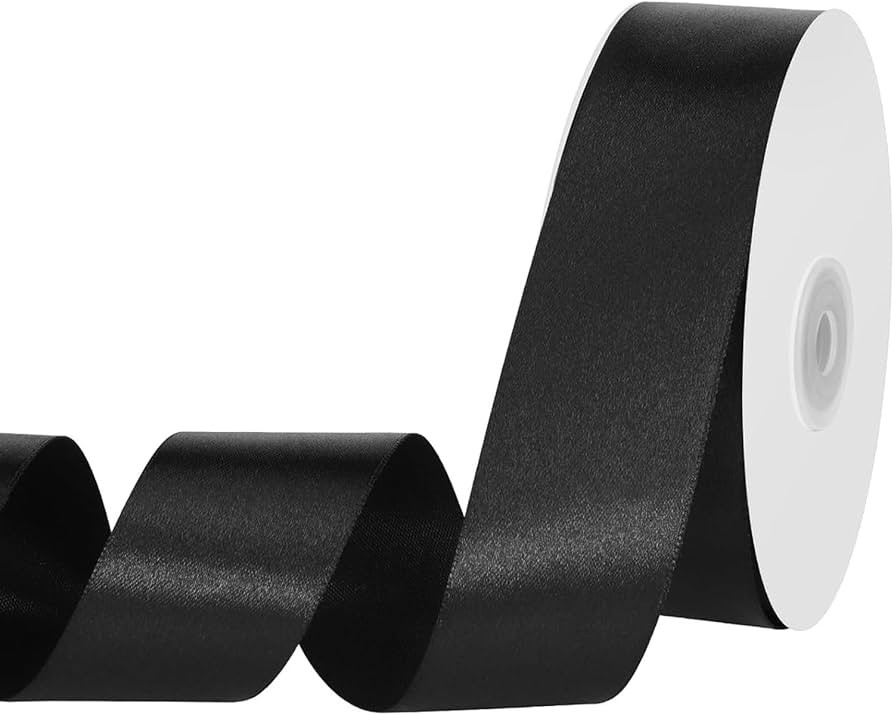 120 Yards Black Ribbon 1-1/2 Inch Black Satin Ribbon Fabric Silk Ribbon for Gift Wrapping Bouquet... | Amazon (US)