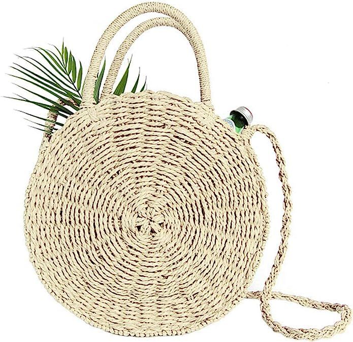 Straw Crossbody Bag Women Weave Shoulder Bag Round Summer Beach Purse and Handbags | Amazon (US)