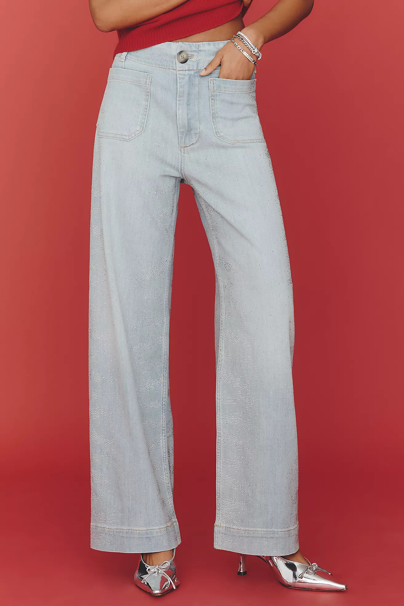 The Colette Full-Length Sparkle Jeans by Maeve | Anthropologie (US)