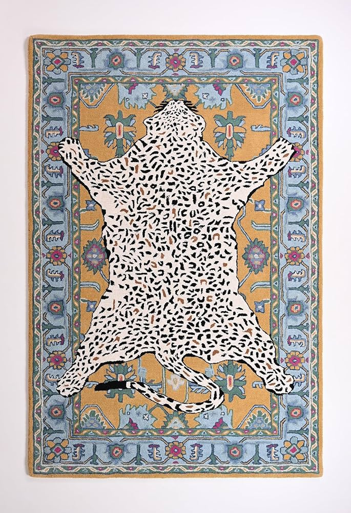 Handmade Leopard Wool Area Rug with Traditional Oushak Motif – Exquisite Animal Print Cheetah R... | Amazon (US)
