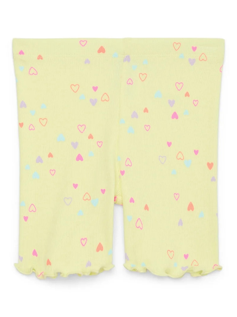 Garanimals Toddler Girl Printed Rib Biker Shorts with Lettuce Hem, Sizes 18M-5T | Walmart (US)