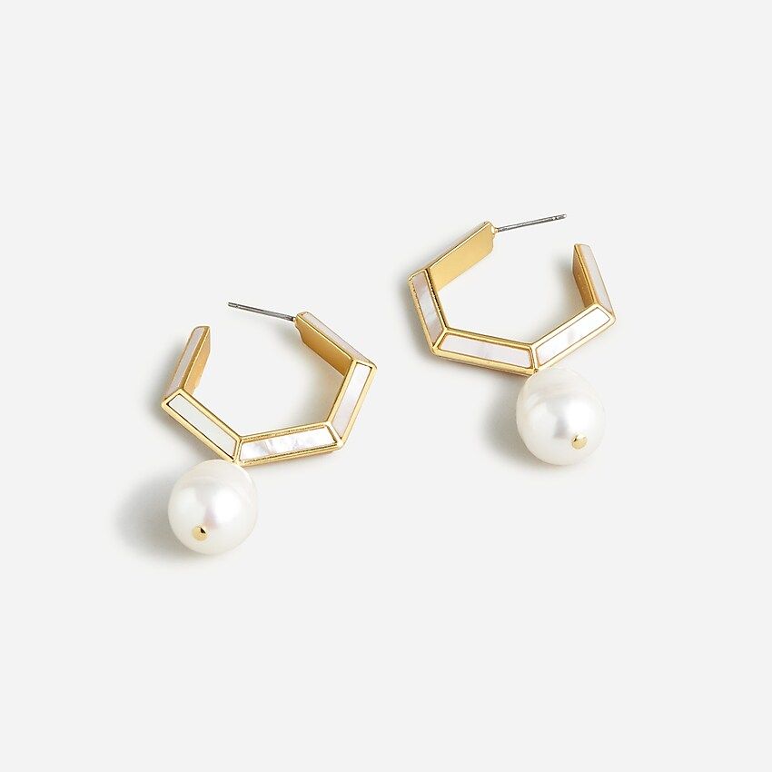 Mother-of-pearl triangle prism hoop earrings | J.Crew US