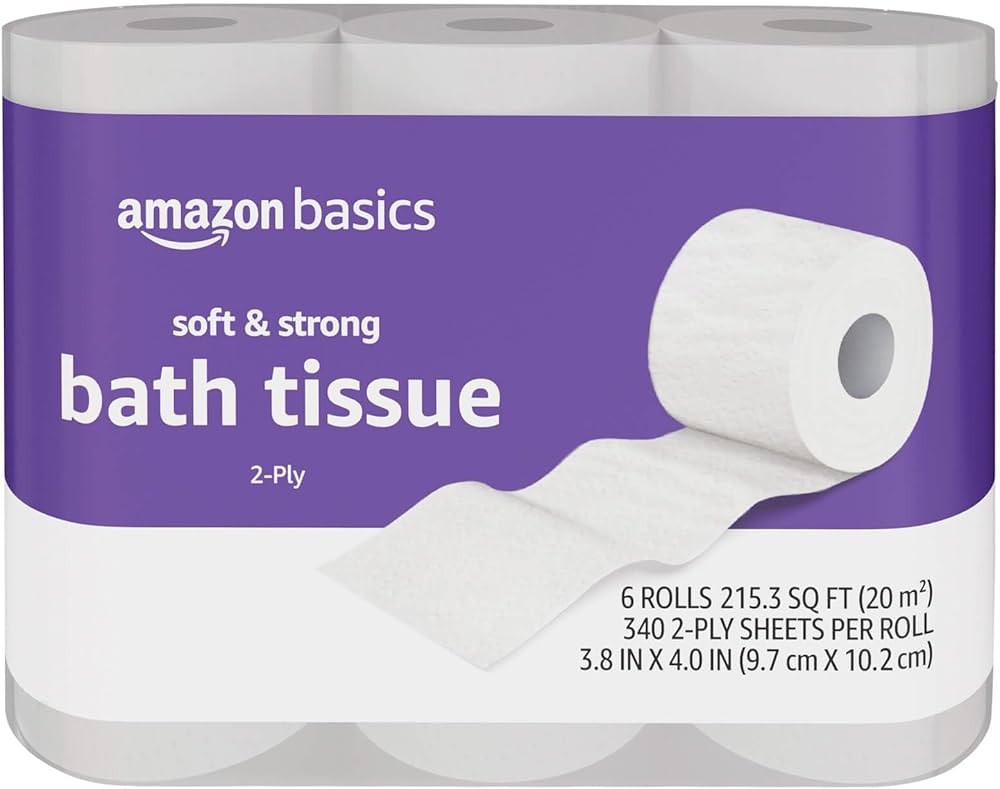 Amazon Basics Soft and Strong 2-Ply Toilet Paper, 6 Ultra Rolls = 24 Regular Rolls, Unscented, 34... | Amazon (US)