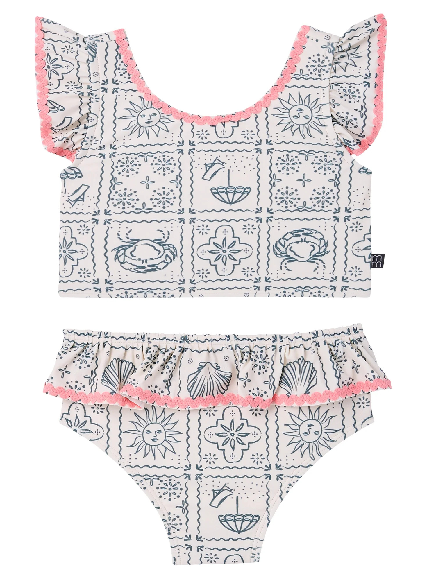 Modern Moments by Gerber Toddler Girl Two- Piece Swimsuit with Ric- Rac, Sizes 12M-5T | Walmart (US)